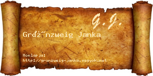 Grünzweig Janka névjegykártya